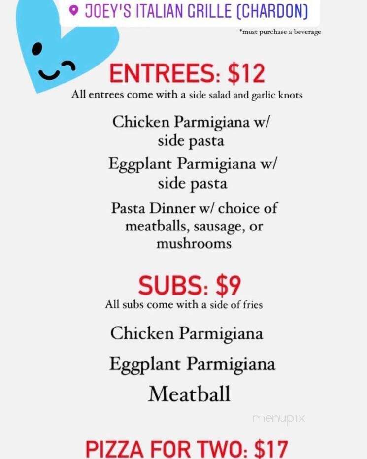 Joey's Italian Grill - Chardon, OH menu_pic