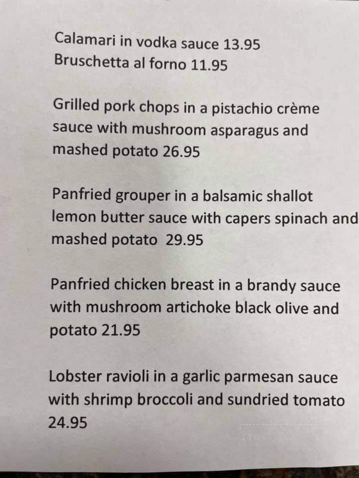 Capri Restaurant - Palos Heights, IL menu_pic