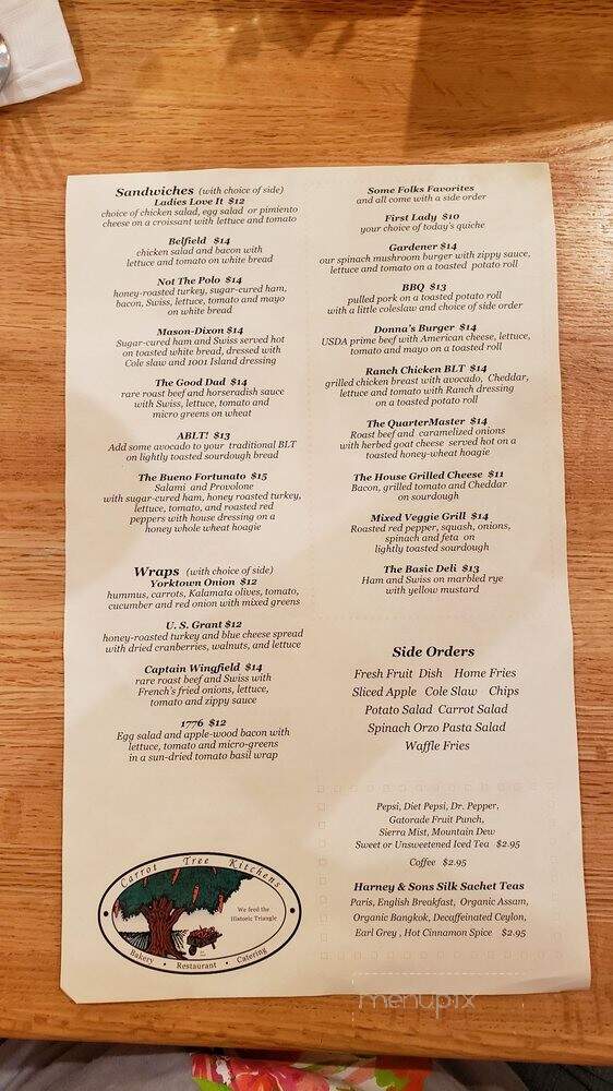 Carrot Tree Kitchens - Williamsburg, VA menu_pic