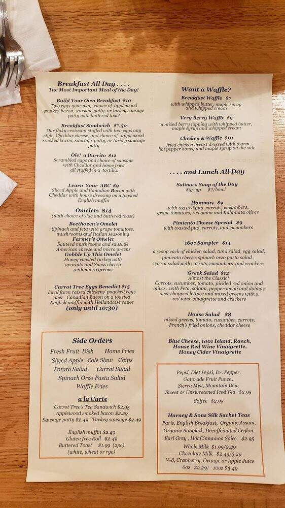 Carrot Tree Kitchens - Williamsburg, VA menu_pic