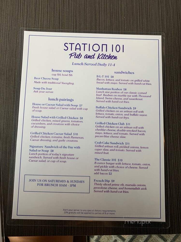 Station 101 Pub & Kitchen - Dubois, PA menu_pic