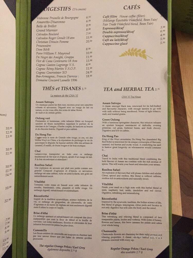 Restaurant Les Fougeres - Chelsea, QC menu_pic