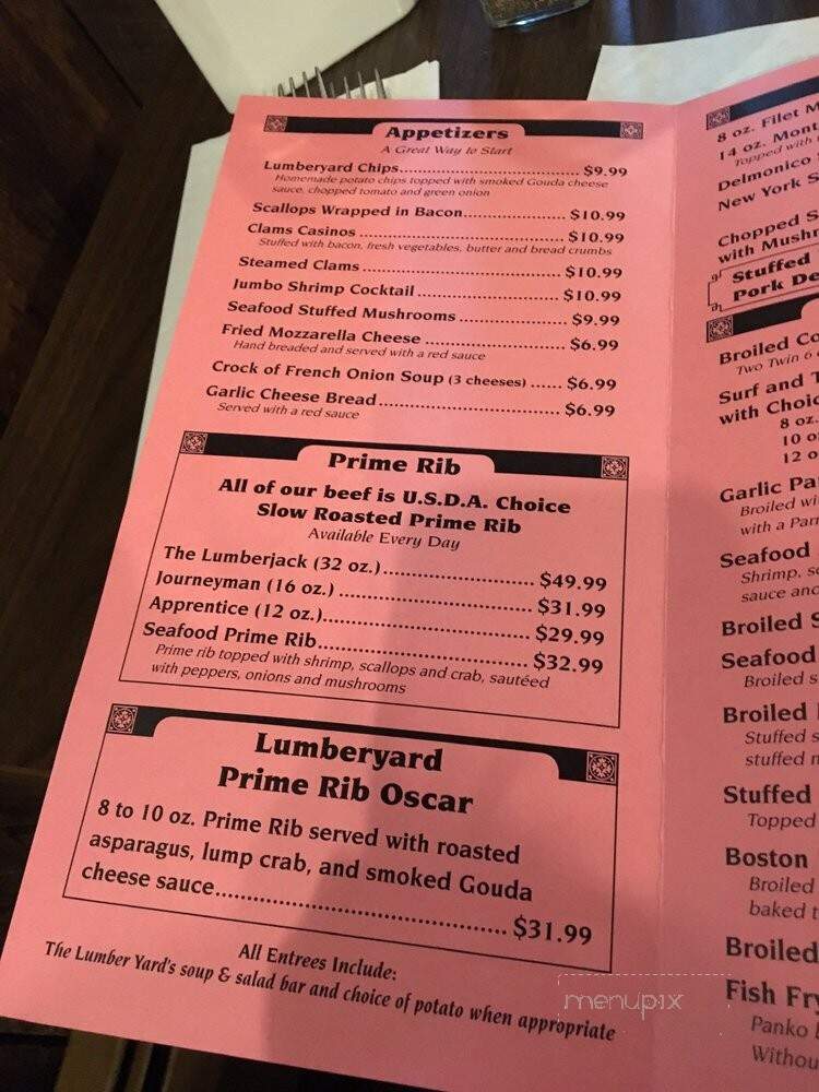 Hawley Lumber Yard Restaurant - Perry, NY menu_pic