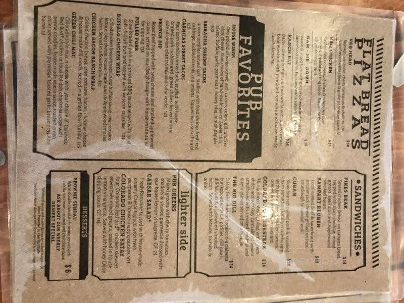 The Public House at The Alexander - Colorado Springs, CO menu_pic