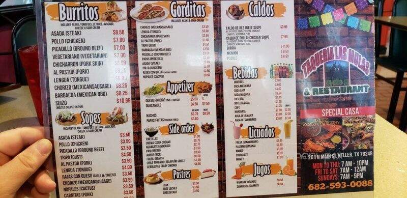 Taqueria Las Mulas - Keller, TX menu_pic