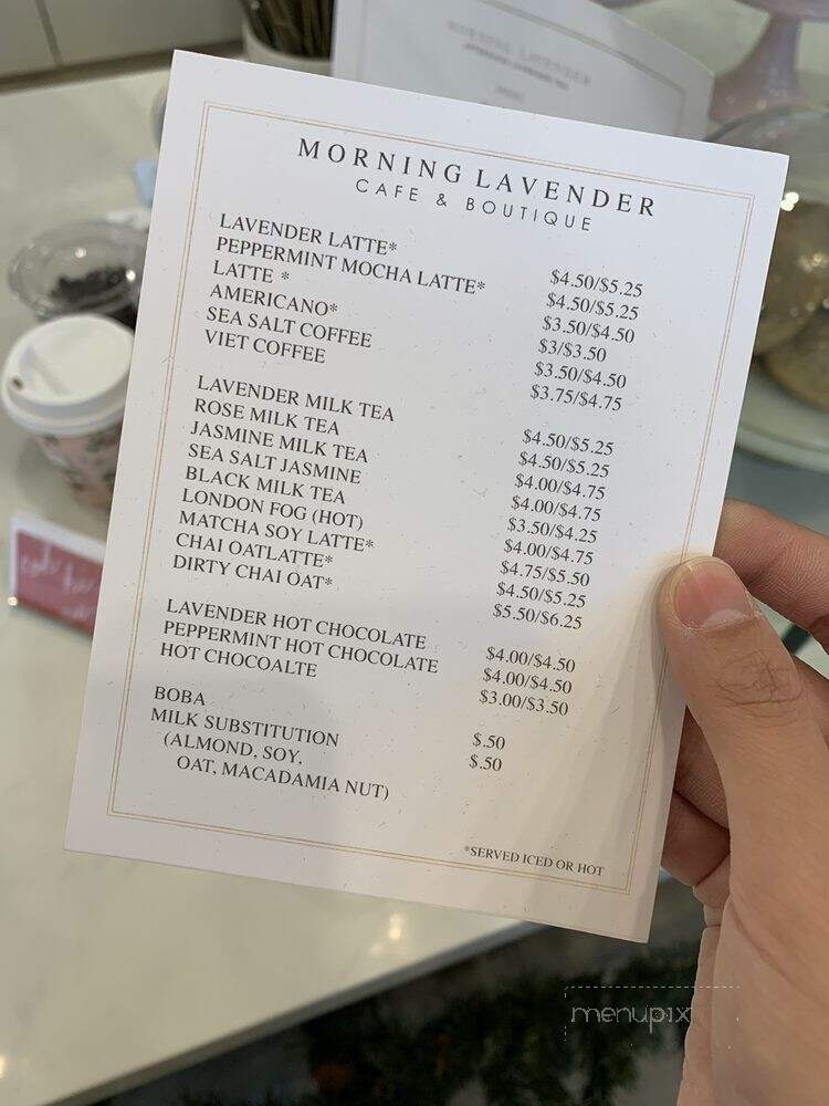 Morning Lavender Cafe - Tustin, CA menu_pic