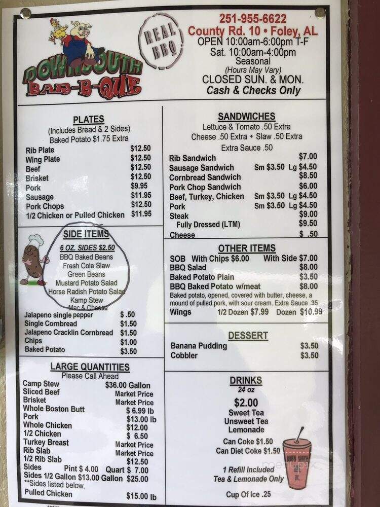 Down South BBQ - Foley, AL menu_pic