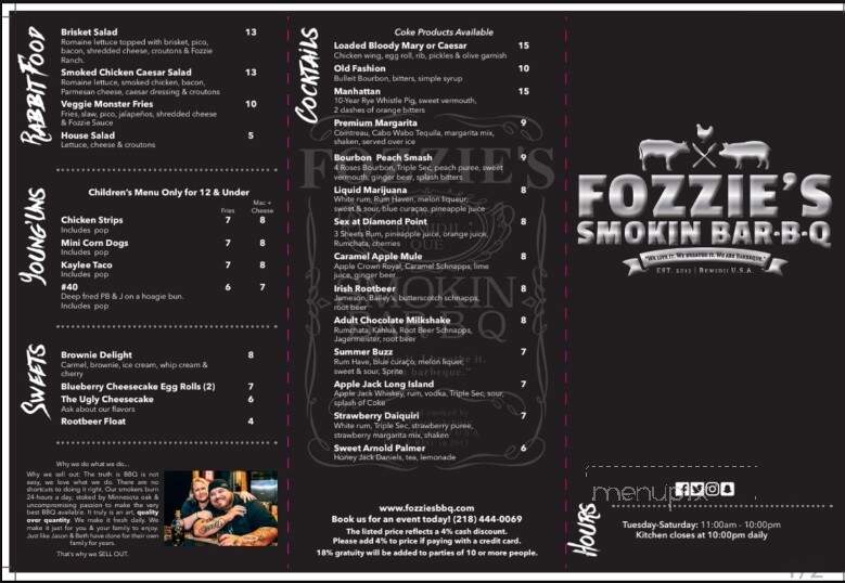 Fozzie's Smokin Bar Bq - Bemidji, MN menu_pic