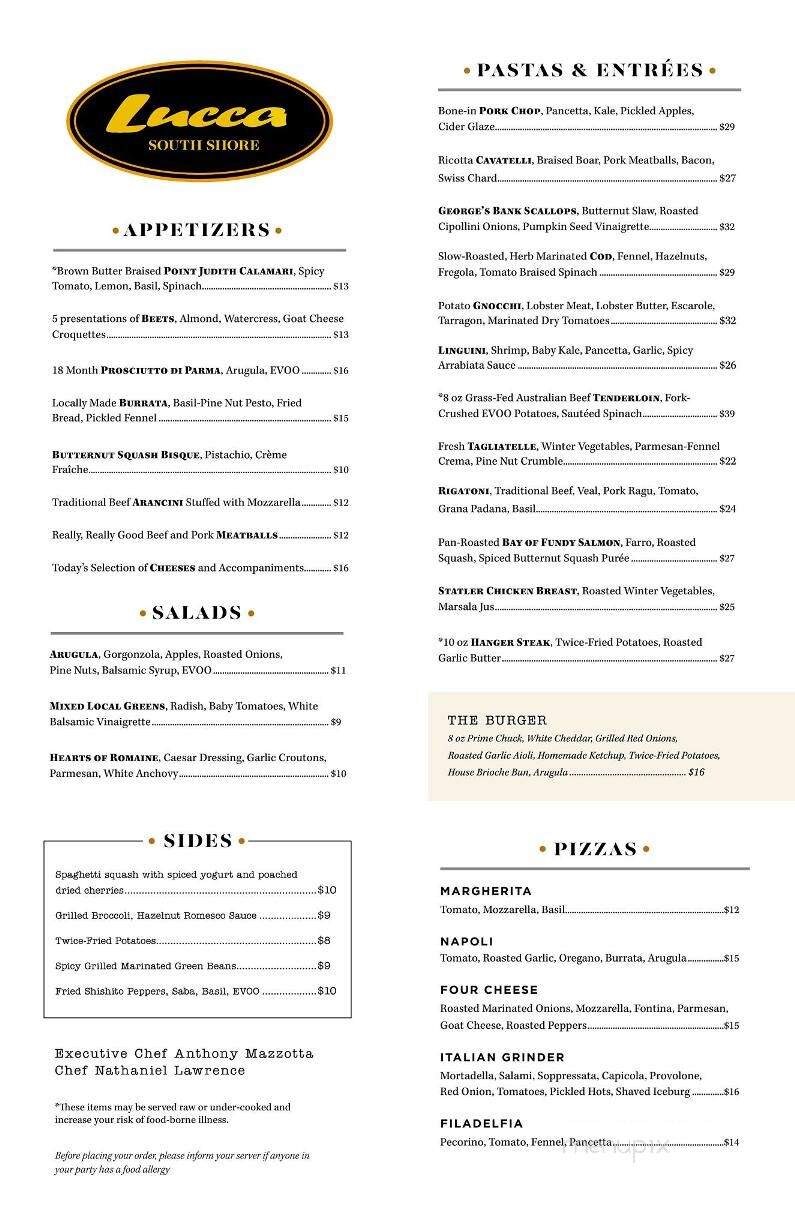 Lucca South Shore - Rockland, MA menu_pic