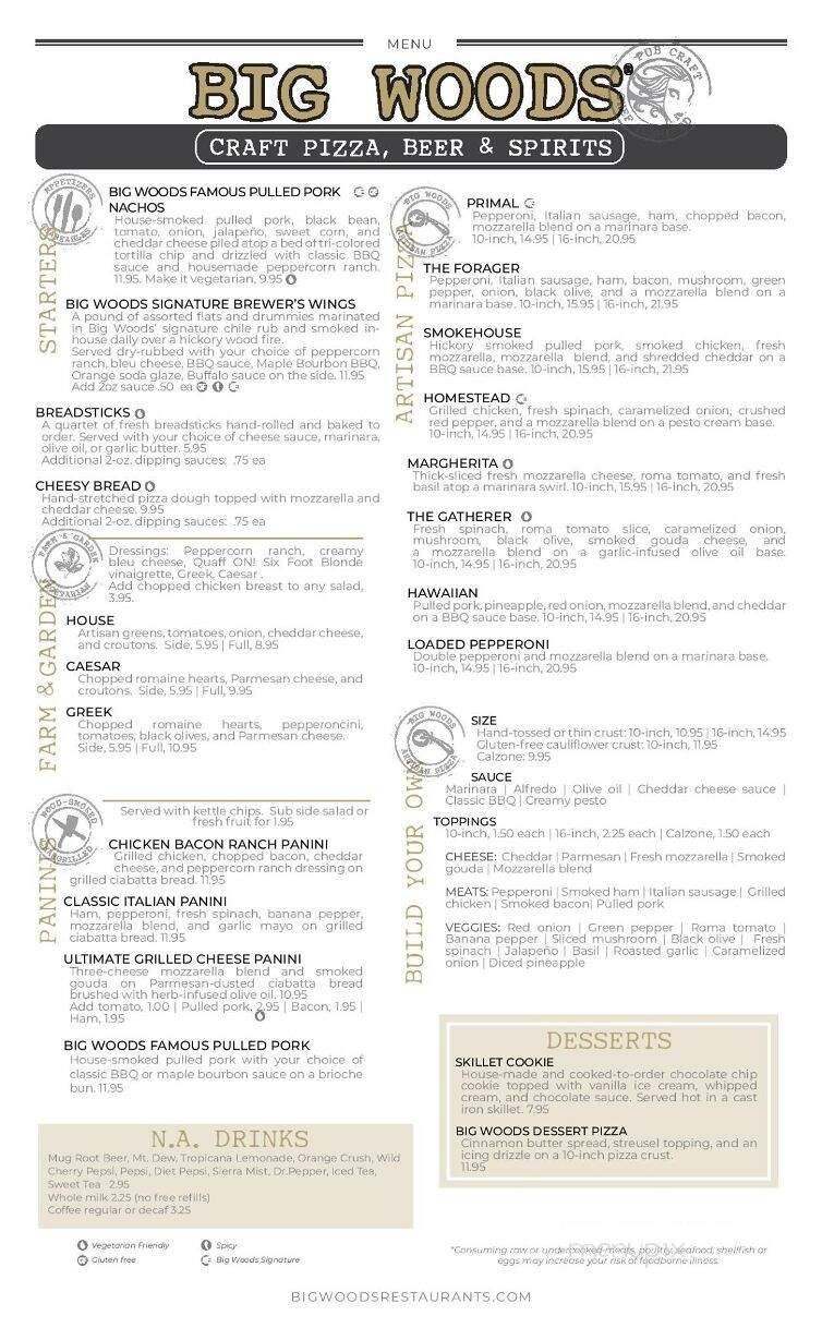 Big Woods Pizza Co. - Nashville, IN menu_pic
