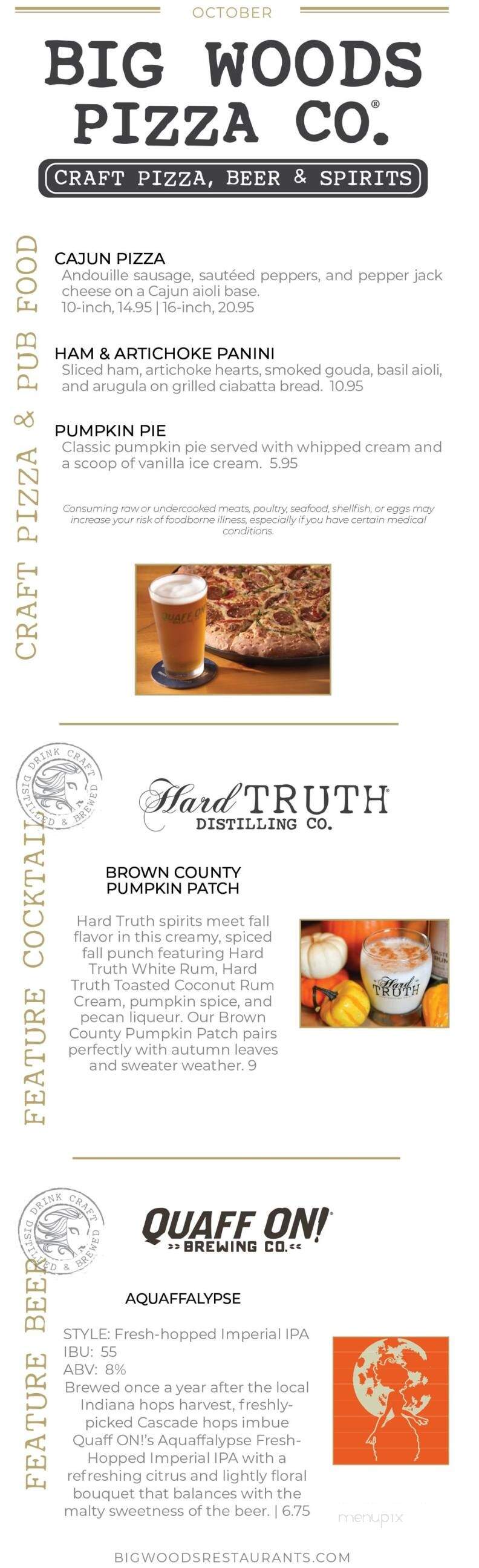 Big Woods Pizza Co. - Nashville, IN menu_pic