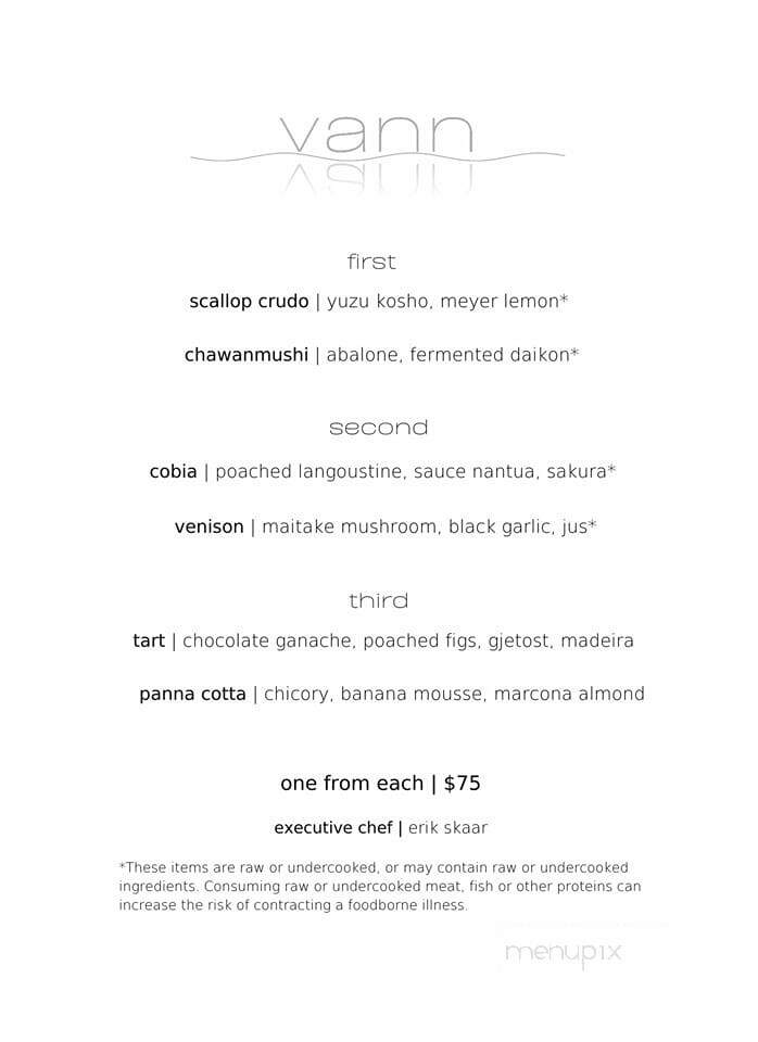 Vann Restaurant - Spring Park, MN menu_pic
