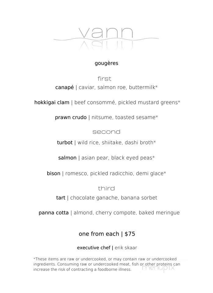 Vann Restaurant - Spring Park, MN menu_pic