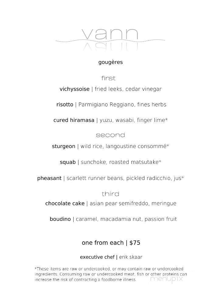 Vann Restaurant - Spring Park, MN menu_pic