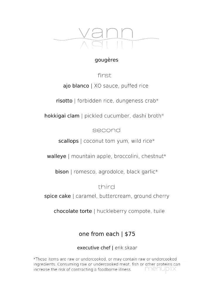 Vann Restaurant - Spring Park, MN menu_pic
