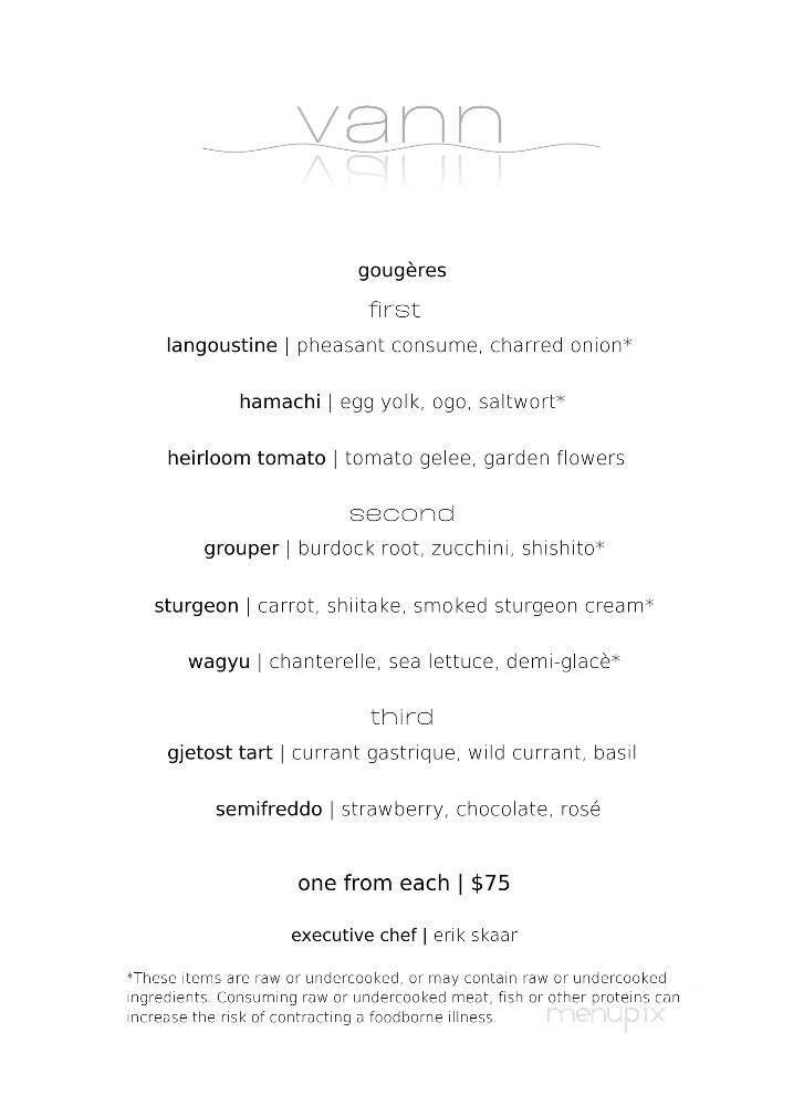 Vann Restaurant - Spring Park, MN menu_pic