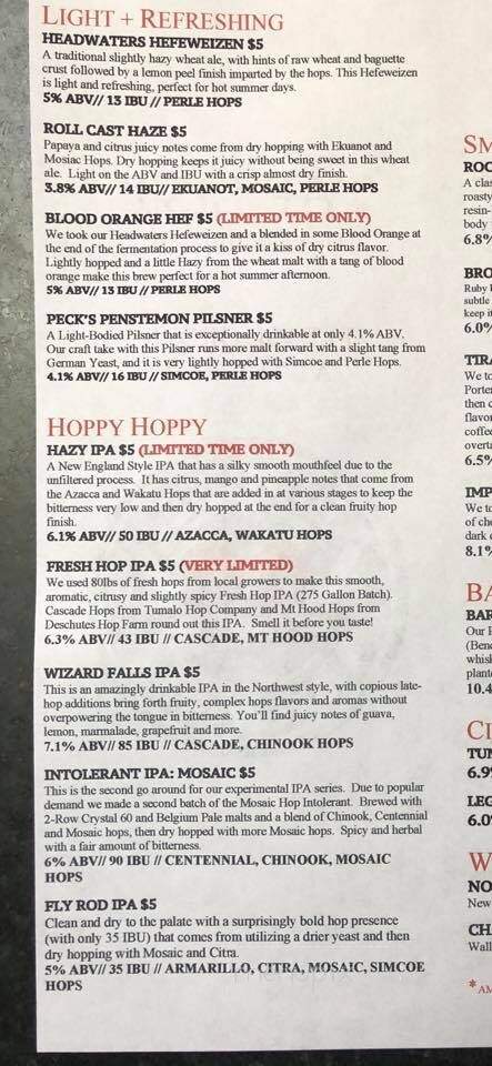 Bridge 99 Brewery - Bend, OR menu_pic