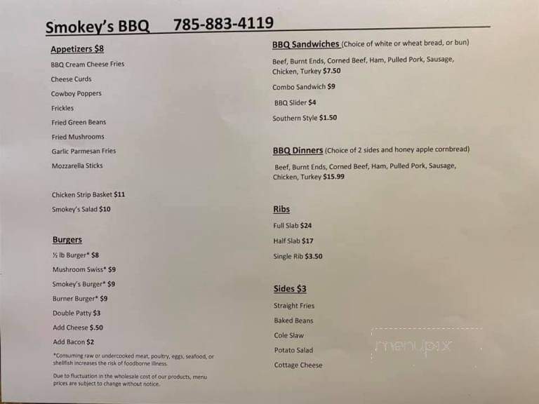Smokey's BBQ & Catering - Wellsville, KS menu_pic