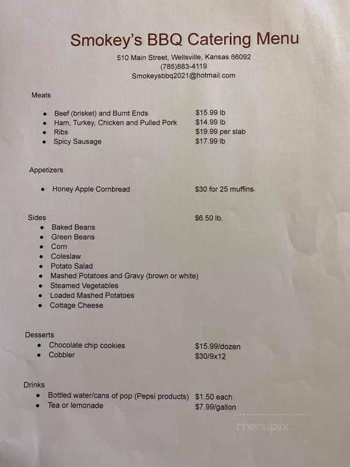 Smokey's BBQ & Catering - Wellsville, KS menu_pic