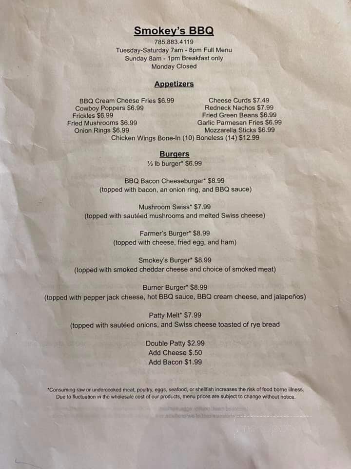 Smokey's BBQ & Catering - Wellsville, KS menu_pic