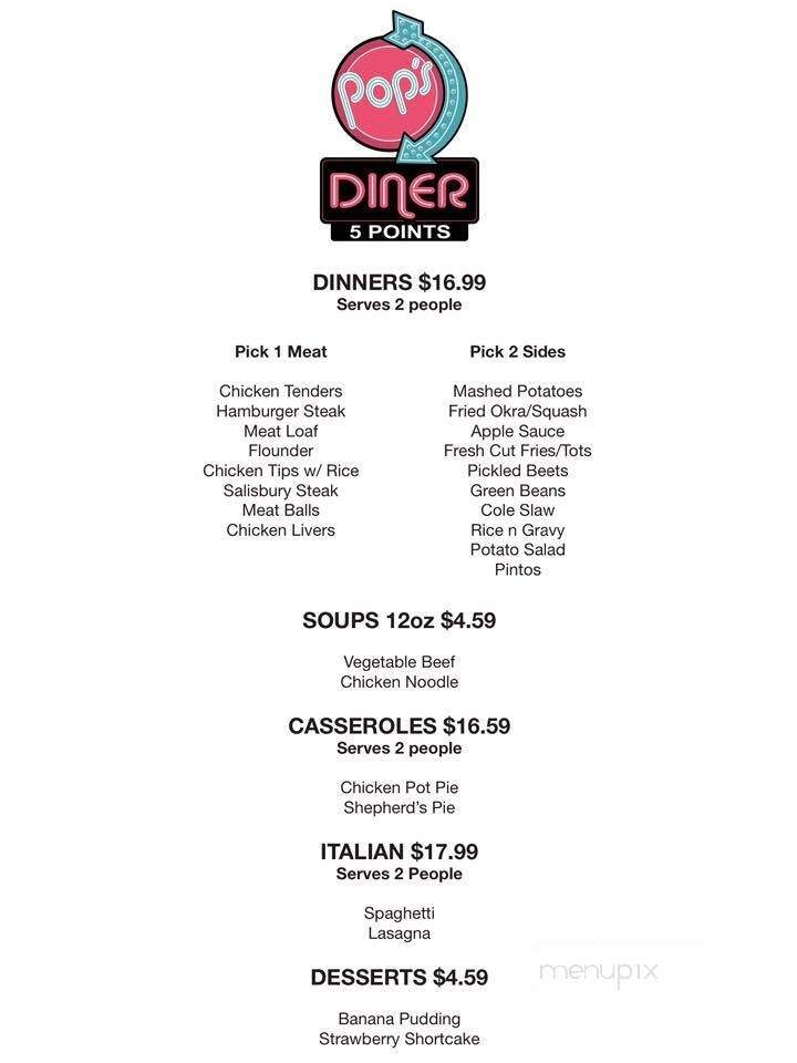 Pops Dine - Hendersonville, NC menu_pic