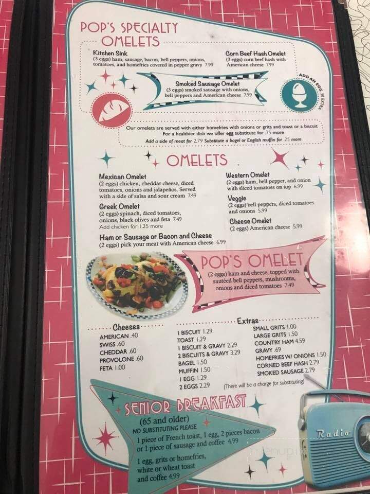 Pops Dine - Hendersonville, NC menu_pic