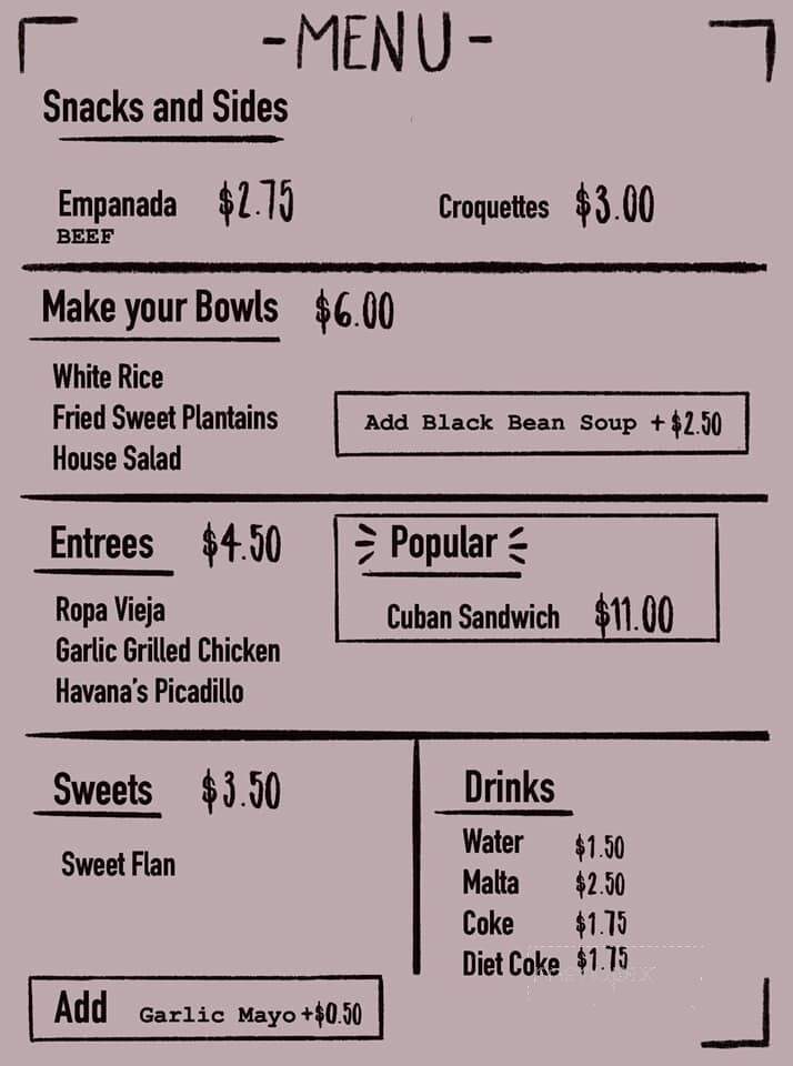 Havana's Cuisine - St. Louis, MO menu_pic