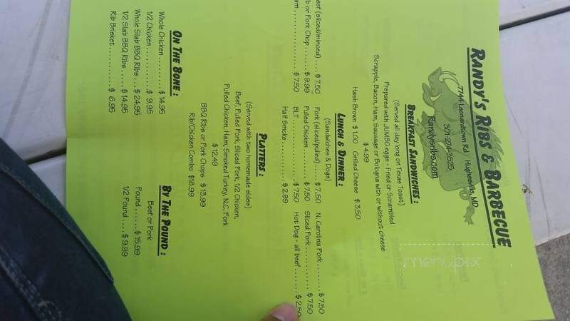 Randy's Ribs & BBQ - Hughesville, MD menu_pic
