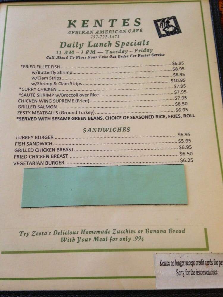 Kente's - Hampton, VA menu_pic