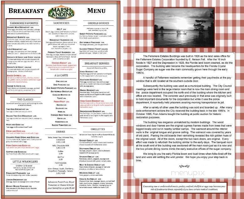 Marsh Landing Restaurant - Fellsmere, FL menu_pic