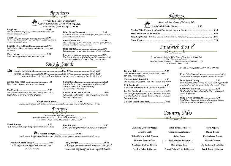 Marsh Landing Restaurant - Fellsmere, FL menu_pic