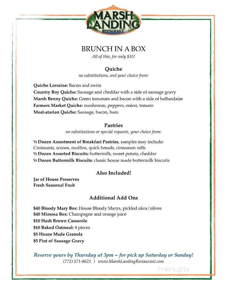 Marsh Landing Restaurant - Fellsmere, FL menu_pic