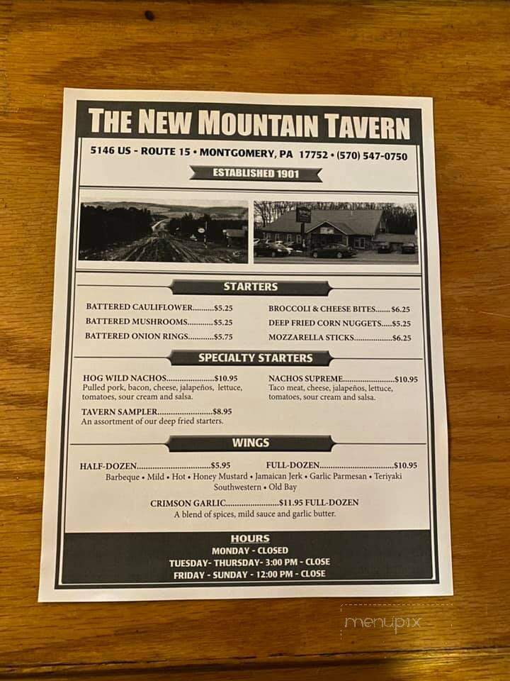 New Mountain Tavern - Montgomery, PA menu_pic