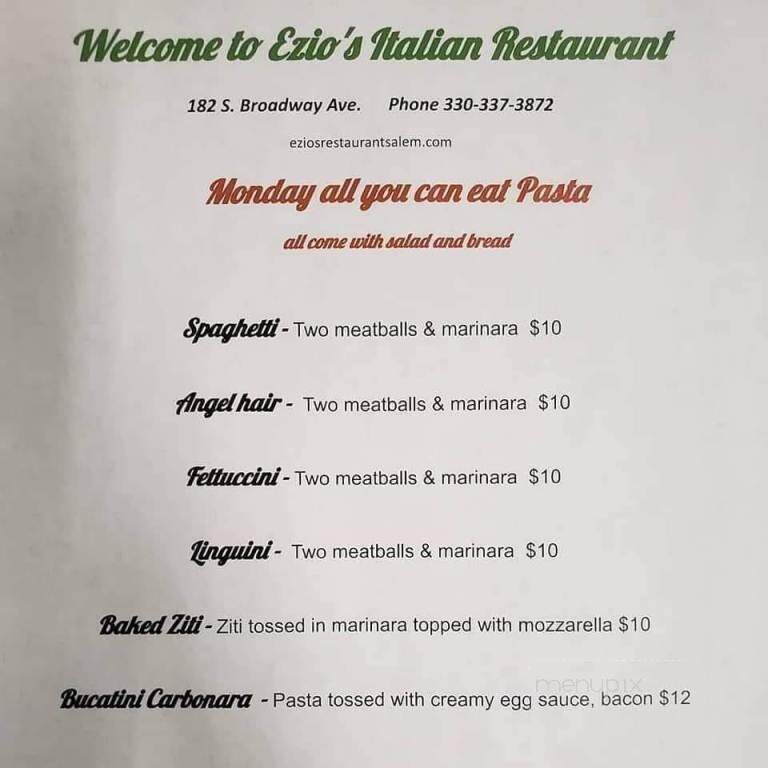 Ezio's Italian Restaurant - Salem, OH