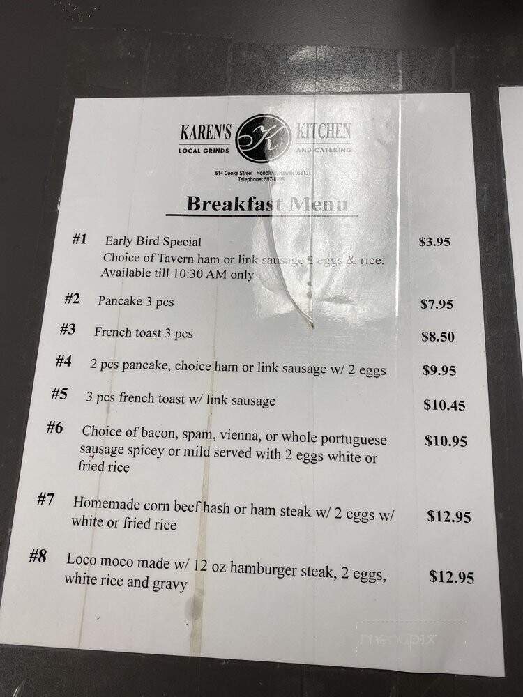 Karen's Kitchen - Honolulu, HI menu_pic