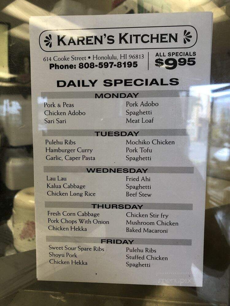Karen's Kitchen - Honolulu, HI menu_pic