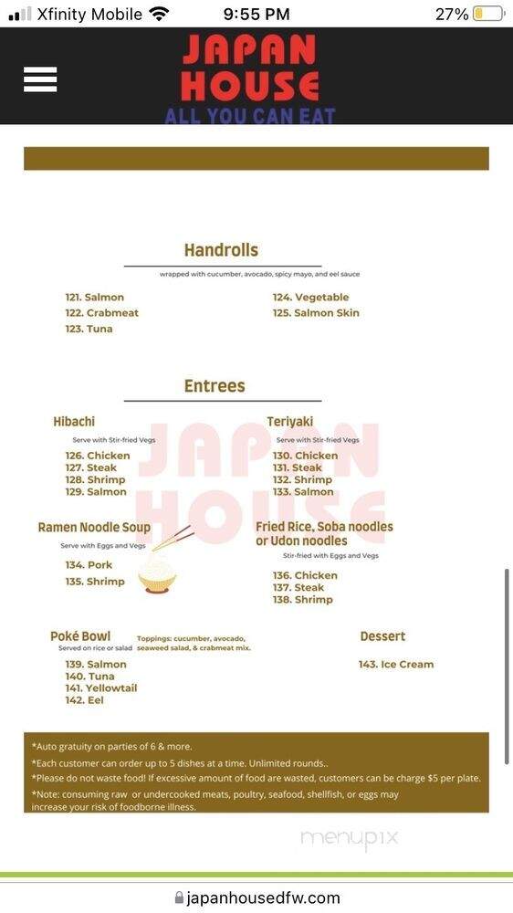 Japan House - North Richland Hills, TX menu_pic