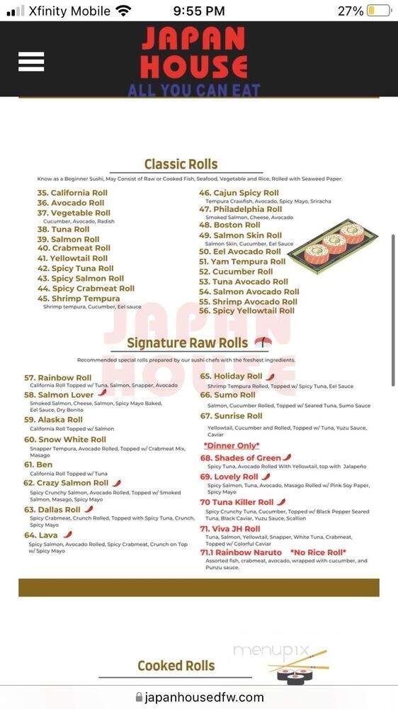 Japan House - North Richland Hills, TX menu_pic