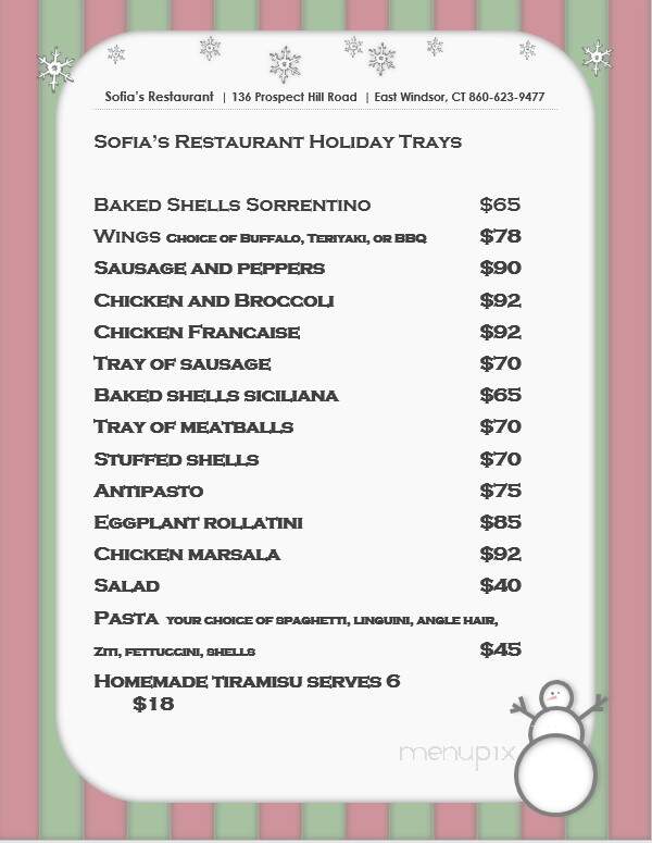 Sofia's Restaurant - East Windsor, CT menu_pic
