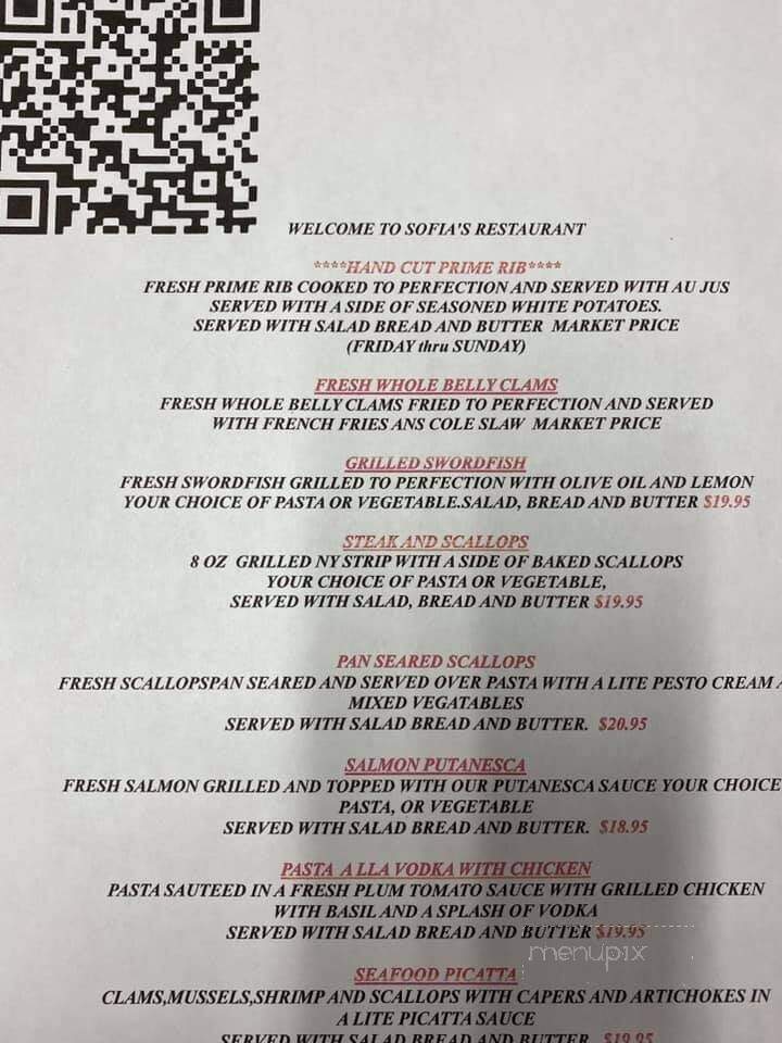 Sofia's Restaurant - East Windsor, CT menu_pic