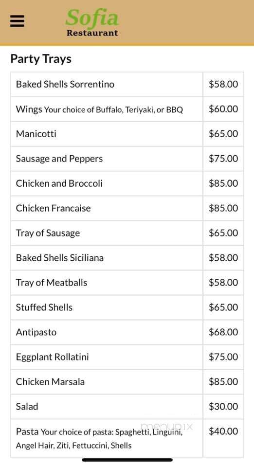 Sofia's Restaurant - East Windsor, CT menu_pic