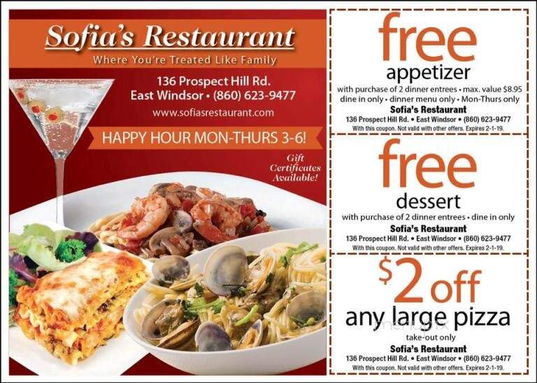 Sofia's Restaurant - East Windsor, CT menu_pic