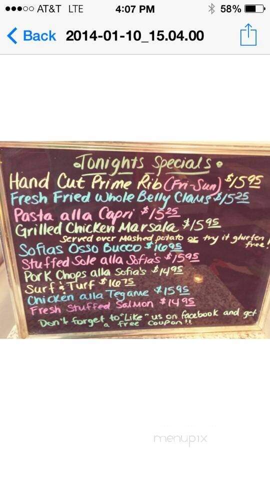 Sofia's Restaurant - East Windsor, CT menu_pic