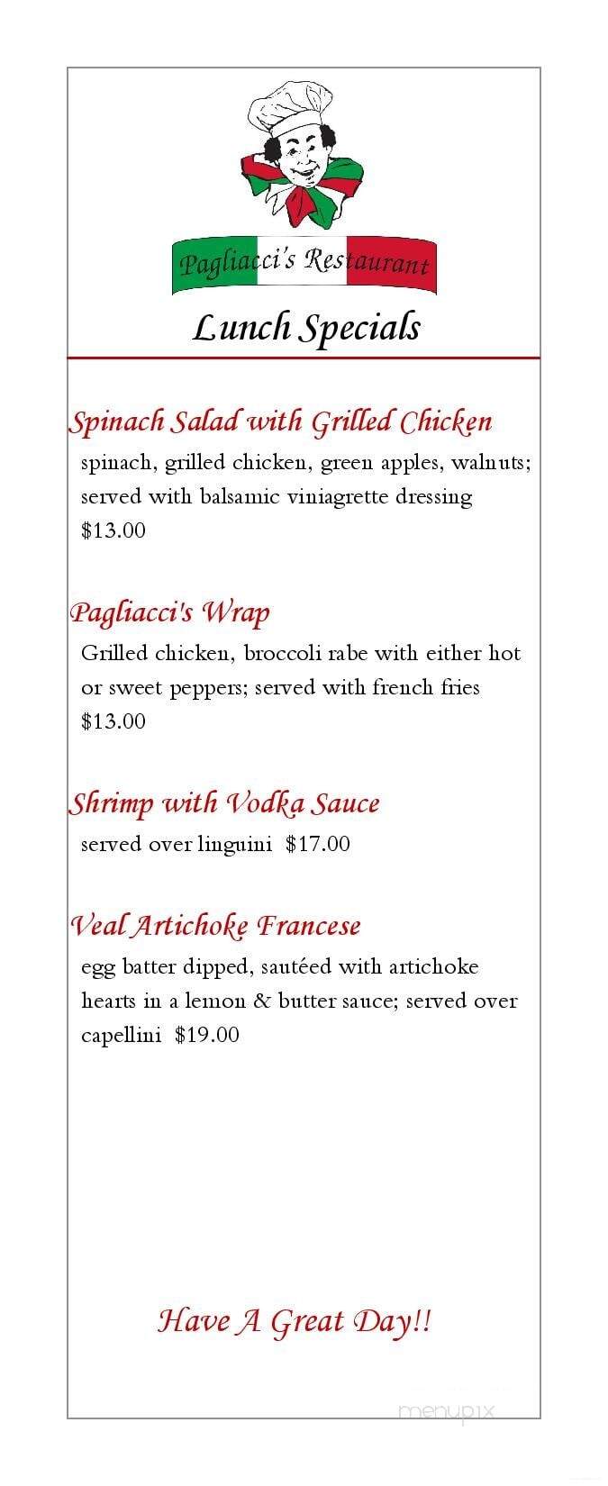 Pagliacci's Restaurant - Plainville, CT menu_pic
