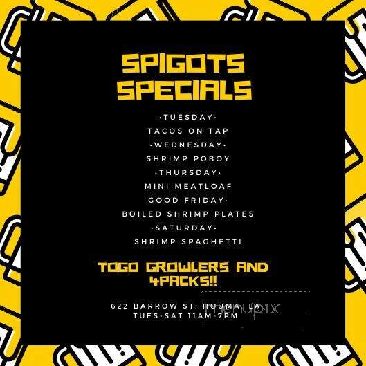 Spigots Brew Pub - Houma, LA menu_pic