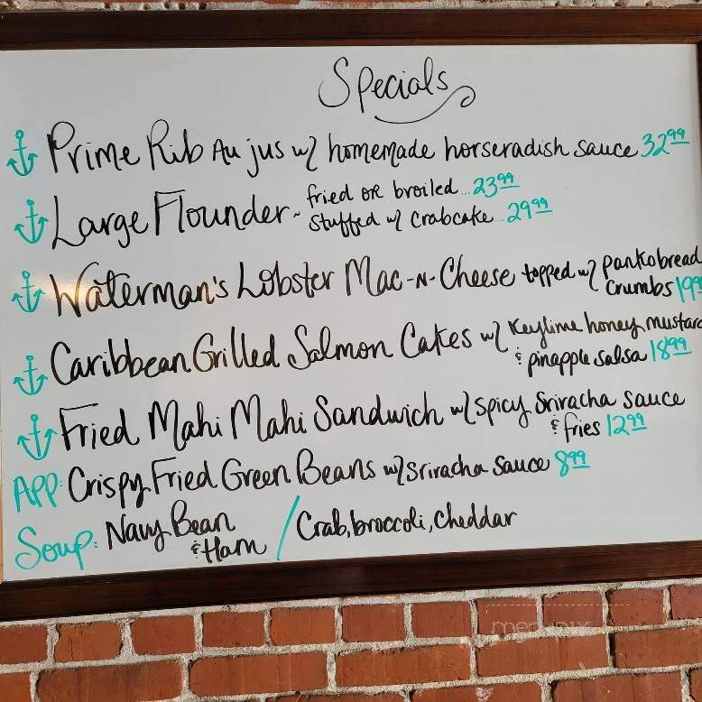Waterman's Grill - Edenton, NC menu_pic