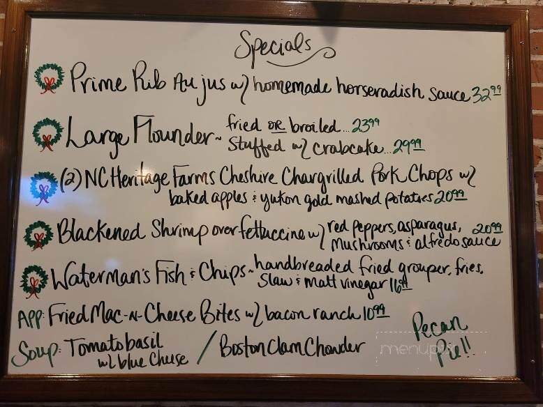 Waterman's Grill - Edenton, NC menu_pic