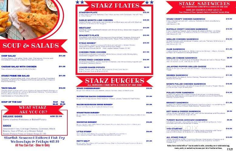 Starz American Bar and Grill - Mesa, AZ menu_pic