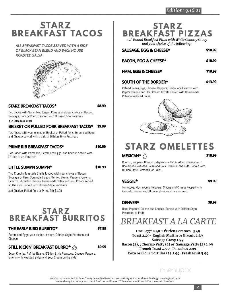 Starz American Bar and Grill - Mesa, AZ menu_pic