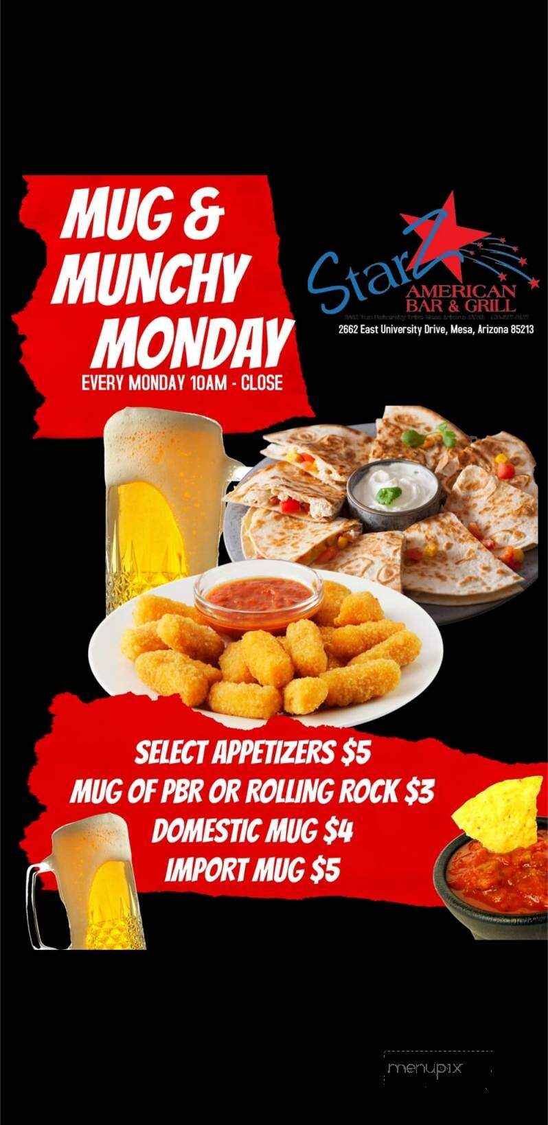 Starz American Bar and Grill - Mesa, AZ menu_pic